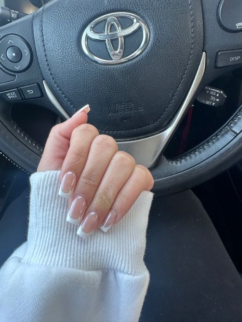 Coffin Pearl French Tip, French Tip With Chrome On Top, White French Glazed Nails, Glazed White French Tip Nails, Glazed Chrome French Nails, Hailey Bieber Nails Chrome French Tip, French Hailey Bieber Nails, Chrome Base French Tip Nails, French Nails With Chrome Square