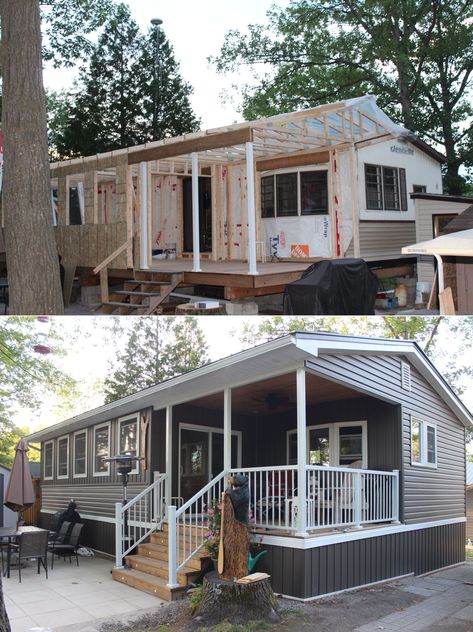 Trailer Remodel Outside Mobile Homes, Singlewide Mobile Home Additions, Single Wide With Addition, Park Model Additions, Trailer Additions Single Wide, Trailer Home Additions, Diy Mobile Home Addition, Trailer House Additions, Mobile Trailer Remodel