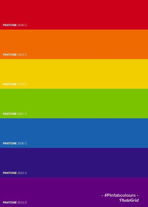 Rainbow colours by Pantone created by Pinfabcolours Rainbow Gradient Color Palette, Rainbow Order Of Colors, Rainbow Colors Palette, Kidcore Color Palette, Pantone Rainbow, Pop Colour Palette, Pop Art Color Palette, Pop Color Palette, Rainbow Colour Palette