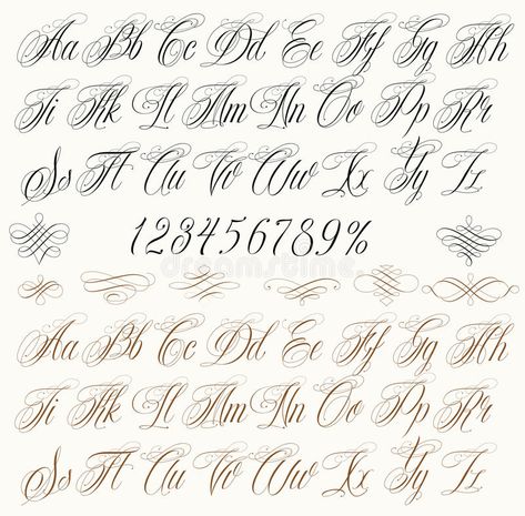 Download Letras da tatuagem ilustração do vetor. Ilustração de handwritten - 46980781 Cursive Numbers, Tattoo Alphabet, Calligraphy Tattoo Fonts, Number Tattoo Fonts, Tattoo Lettering Alphabet, Tattoo Script Fonts, Tattoo Fonts Alphabet, Tattoo Fonts Cursive, Lettering Styles Alphabet