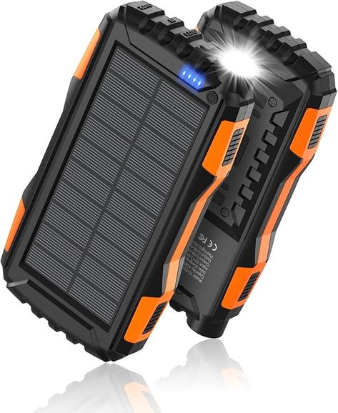 Amazon.com: Power-Bank-Solar-Charger - 42800mAh Portable Charger,Solar Power Bank,External Battery Pack 5V3.1A Qc 3.0 Fast Charger Built-in Super Bright Flashlight (Orange) Gadget Gifts For Men, Solar Energy Kits, Solar Charger Portable, Super Bright Flashlight, Cell Model, Solar Power Bank, Solar Charger, Amazon Prime Day, Solar Charging