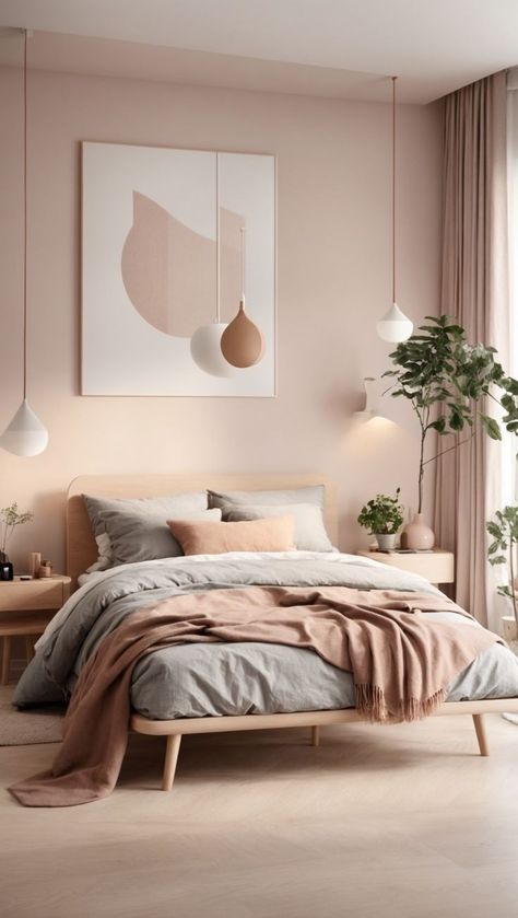 Rose And Cream Bedroom, Bedroom Color Ideas For Women, Scandinavian Bedroom Color, Scandinavian Bedroom Nordic, Scandinavian Bedroom Minimalist, Bedroom Ideas Scandinavian, Scandinavian Interior Nordic Style, Scandinavian Living Room Nordic Style, Cozy Bedroom Decor Ideas