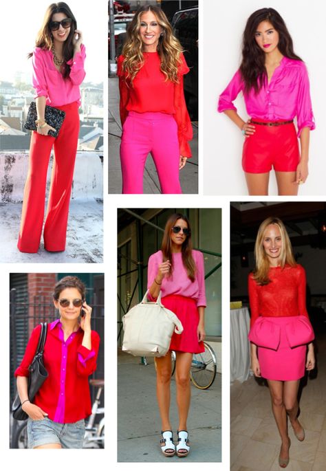 Hot Pink Skirt Outfit, Outfits Types, Pink Blouses Outfit, Fuchsia Outfit, Red Skirt Outfits, Pink Skirt Outfits, Pink Pants Outfit, Red Pants Outfit, Hot Pink Outfit