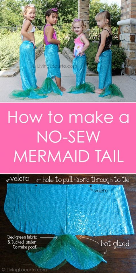 How to Make a No Sew Mermaid Tails for a Mermaid Party. Easy DIY idea for party favors and Little Mermaid girls. Living Locurto craft tutorial. Diy Mermaid Tail, Halloween Party Craft, Girls Mermaid Tail, Mermaid Crafts, Mermaid Diy, Mermaid Parties, Little Mermaid Birthday, Under The Sea Party, Mermaid Tails