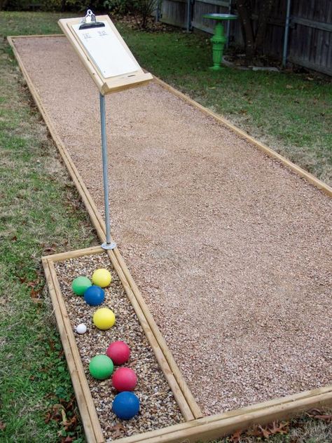 Backyard Bocce, Playground Landscaping, Bocce Ball Court, Bocce Court, Diy Playground, Bocce Ball, Outdoor Play Area, Yard Project, Backyard Playground