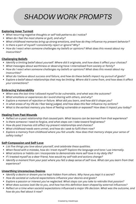 Embark on your journey of growth with this Shadow Work Journal. Explore the hidden aspects of your psyche, guided by 50 insightful prompts and exercises. Start your Shadow work now and start your journey of self-discovery, healing, and personal growth. Journal Writing Prompts Shadow Work, Shadow Work Personality, Guided Shadow Work, Career Shadow Work, Guided Journaling Prompts, Thoughtful Journal Prompts, Starting A Shadow Work Journal, Spiritual Shadow Work Prompts, Healing Your Shadow Self