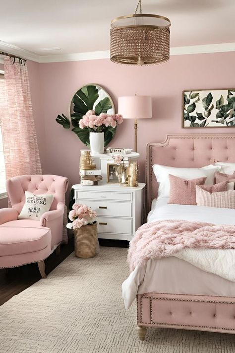 Adding a hint of femininity to your living area may be achieved with style and sophistication by designing an adult pink bedroom. Even though pink is sometimes connected to youth, with the correct tones and decorating options, it can make a sophisticated and adult style statement. We'll look at how to design a pink bedroom that feels opulent, fashionable, and ideal for grownups in this blog post. Pink Accents In Bedroom, Minimalist Bedroom Women, Champagne Pink Bedroom, Pink Room Accents, Pink Bedroom Women, Kids Pink Bedroom, Teen Pink Room, Pink White And Gold Bedroom, Beige And Pink Bedroom