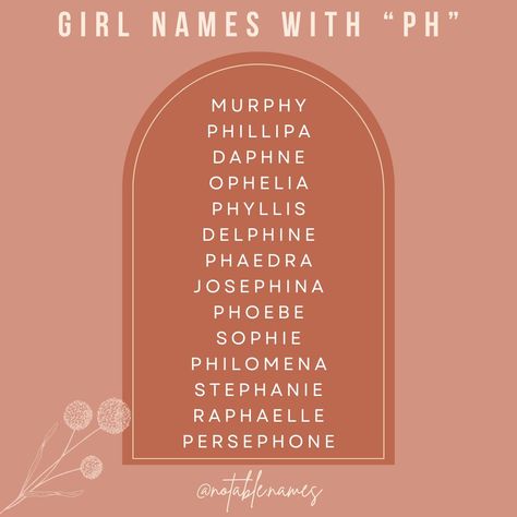 Check out these Phabulous girl names! A lovely selection of monikers that all contain PH somewhere. From classics like Sophie and Phoebe to more romantic and ethereal picks like Persephone, there's a little something for everyone. What's your fave girl's name with PH? #names #girlnames #babynames #babynameinspo #babynameideas #babygirlnames #babynameinspiration #babynamesuggestions Romantic Girl Names, Name Suggestions, Aspiring Author, Name It, Baby Girl Names, For Everyone, Fertility, Girl Names, Writing Tips