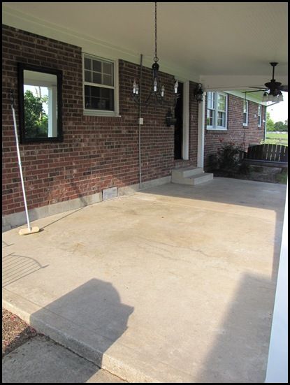 IMG_6633 Tile Patio Floor, Carport Makeover, Concrete Stain Patio, Paint Concrete Patio, Concrete Patio Makeover, Cement Patio, Concrete Stained Floors, Porch Colors, Painted Patio