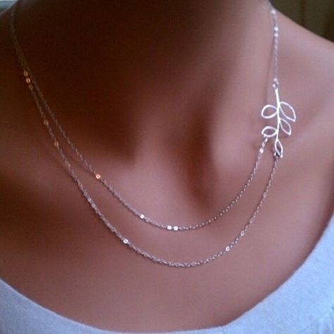 Double Chain Necklace Double Chain Necklace, Branch Necklace, Bridal Shower Party, Pretty Jewellery, Shower Party, Sterling Silver Necklace, Wire Jewelry, Sterling Silver Necklaces, Jewelry Inspiration