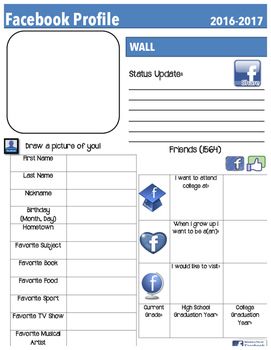 Facebook Student Profile Form Student Profile, Career Lessons, Student Survey, Get To Know You Activities, Reflective Journal, Instructional Technology, Student Information, Beginning Of The School Year, Student Data