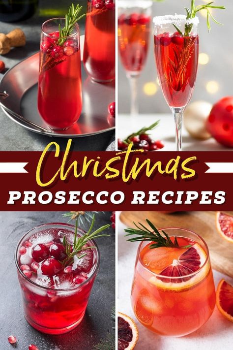 Wine Based Christmas Drinks, Prosecco And Cranberry Juice, Easy Prosecco Cocktail Recipes, Holiday Sparkling Wine Drinks, Prosecco And Cranberry Cocktails, Red Christmas Cocktails Holiday Drinks, Mistletoe Cocktail Holiday Drinks, Holiday Drinks Prosecco, Prosecco Mixed Drinks