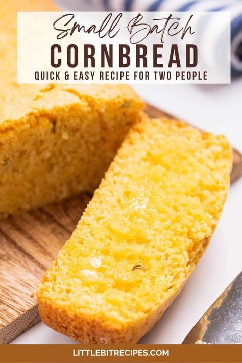 Want freshly baked bread for a simple meal for one or an intimate dinner for two? This small-batch cornbread recipe is the perfect side. Cornbread Recipe For Two, Cornbread For Two, Small Batch Cornbread, Intimate Dinner For Two, Basic Cornbread Recipe, Quick Cornbread, Easy Cornbread Recipe, Cornbread Cake, Meal For One