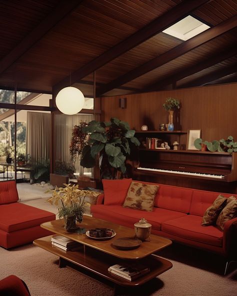 All-American family home in the suburbs / 1972 🧡 • • • • (AI images — MJ 5.2) #70sinterior #1970sinterior #70saesthetic #1970s #70svibes #70snostalgia #70sdecor #70s #vintage #interiordesign #homedecor #luxuryhomes 70s House Interior Design, Seventies Style Home, 70s Mansion, 70s Apartment Aesthetic, 70s Inspired Home, Modern 70s Decor, Retro Interior Design 1970s, 70s House Interior, 70s Houses