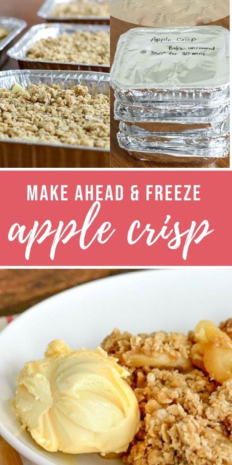 Freeze Apple Crisp, Freezer Desserts, Camping Food Ideas, Easy Apple Crisp Recipe, Freezer Dinners, Freezing Apples, Apple Crisp Recipe, Freezer Friendly Meals, Freezable Meals