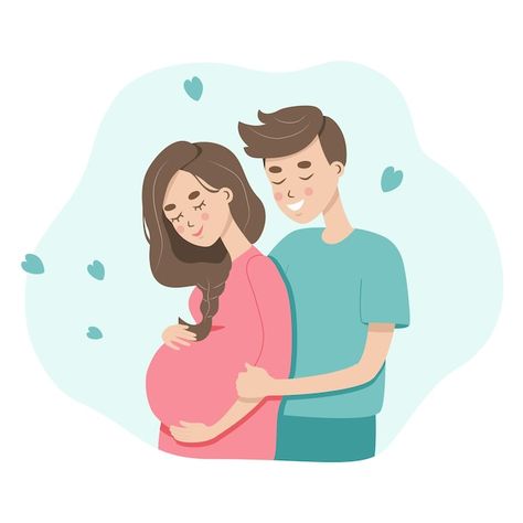 Vector vector illustration of pregnant c... | Premium Vector #Freepik #vector #pregnant-couple #pregnant #pregnant-mother #maternity Iphone Wallpaper Off White, Illustrated Family Portrait, Pregnancy Illustration, Parenting Photos, Pregnancy Art, Caricature From Photo, Diy Birthday Gifts For Friends, Baby Illustration, Happy Parents