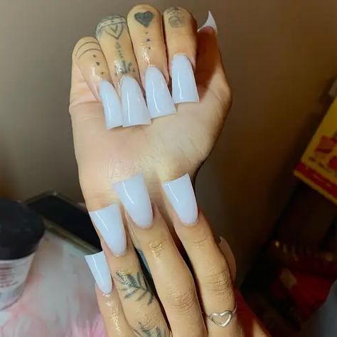 Duck Nails French Tip, Duck Feet Acrylic Nails, White Duck Nails, French Tip Duck Nails, Long Duck Nails, Duck Tip Nails, Lavender Tips, Flare Nails, Duck Feet