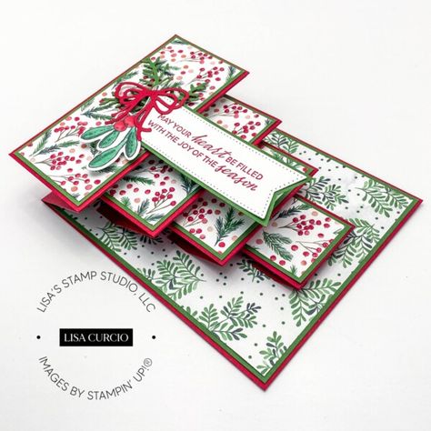 Arrow Fold Christmas Cards, Lisa Curio, Folded Christmas Cards, Christmas Cars, Pop Up Christmas Cards, Tarjetas Pop Up, Christmas Card Ideas, Fancy Fold Card Tutorials, Card Folds