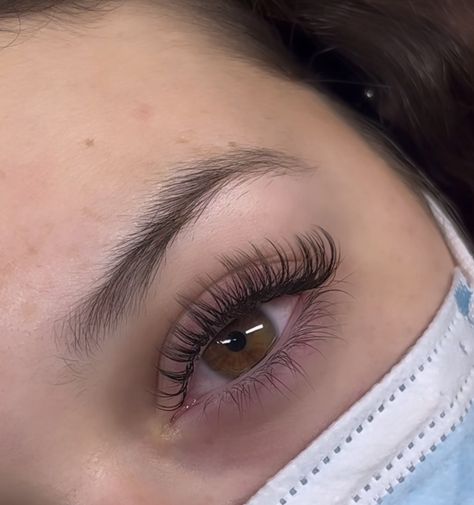 Curled Eyelash Extensions, Lash Extensions No Makeup, Natural Fluffy Lashes, Eyelash Extensions Doe Eye, Silk Lash Extensions, Makeup Matte Looks, Thick Classic Lash Extensions, Big Eye Lash Extensions, Natural Lashes Extensions Simple