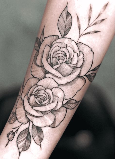 Beautiful Rose Tattoo Design Images (Beautiful Rose Ink Design Ideas) Rose Shaded Tattoo, Rose Tattoos Black And White, Stipple Rose Tattoo, Rose Cluster Tattoo, Papaw Tattoo, Rose Tattoo Shading, Pepper Shading Tattoo, Shaded Rose Tattoo, Black And Gray Rose Tattoo