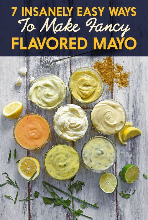 7 Delicious Mayonnaise Recipes: Basic Mayonnaise, Curry Mayonnaise, Herb Aioli, Spicy Mayonnaise, Garlic Aioli, Scallion-Lime Mayonnaise, Miso Mayonnaise Different Types Of Sauces, Homemade Mayonnaise Recipe, Types Of Sauces, Mayonnaise Recipe, Homemade Condiments, Homemade Mayonnaise, Marinade Sauce, Homemade Spices, Munnar