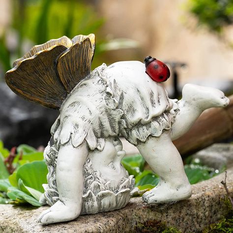 This solar flower fairy statue is very easy to install and use. simply turn on the switch and place it under the sunlight and let them charge during the day. they will automatically turn on at night to provide a warm and welcoming glow for 8-10hours. #ad #sponsored Fairy Garden Tree Stump, Lawn Sculpture, Garden Accessories Decor, Whimsical Garden Decor, Creative Garden Decor, Solar Flower, Resin Ornaments, Outdoor Garden Statues, Fairy Statues