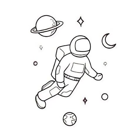 Drawing Ideas Astronaut, Astronaut Outline Drawing, Minimal Astronaut Tattoo, Astronaut Line Tattoo, Line Art Astronaut, Floating Astronaut Drawing, Astronaut Doodle Simple, Astronomy Drawing Ideas, Rocket Ship Tattoo Simple