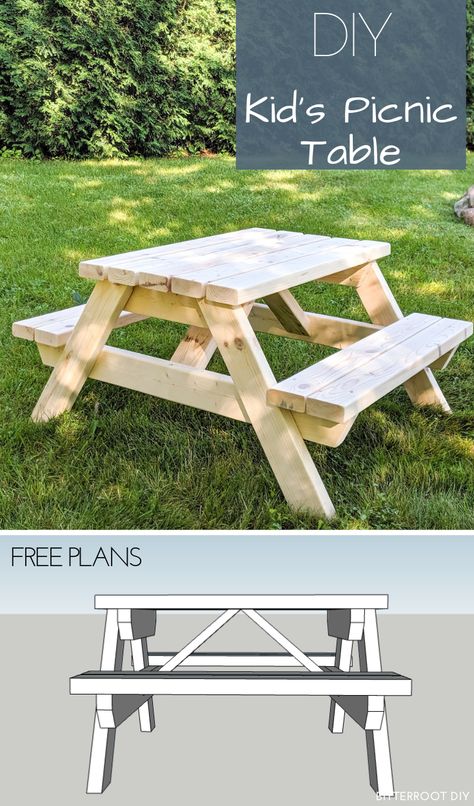 Kids Picnic Table Plans, Pallet Bank, Diy Kids Table, Diy Picnic Table, Picnic Table Plans, Kids Picnic Table, Kids Picnic, Kid Table, Table Plans