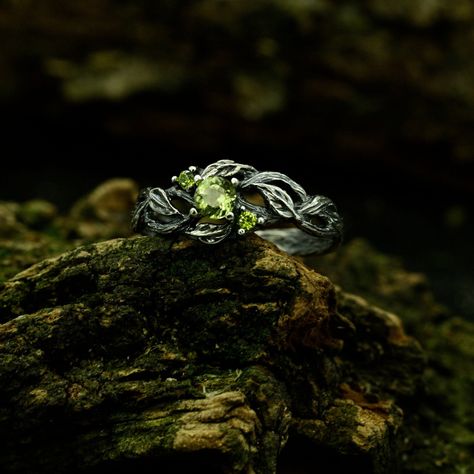 Forest Fairy Engagement Ring, Nordic Wedding Rings, Fairy Proposal, Elven Wedding Ring, Fairy Engagement Ring Silver, Forest Engagement Ring, Botanical Rings, Witchy Rings, Fairytale Jewelry