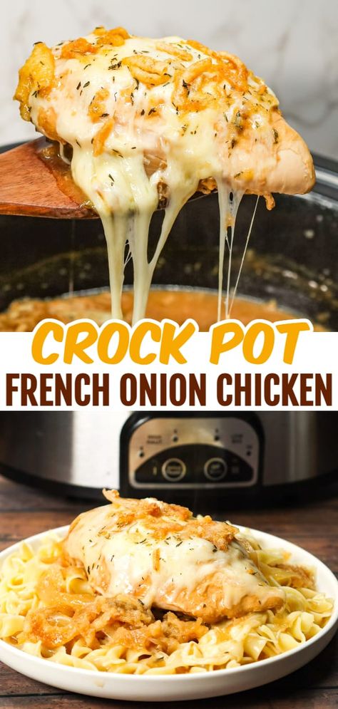 Crock Pot French Onion Chicken, Slow Cooker Chicken Breasts, Chicken Breast Recipes Slow Cooker, Chicken Breast Slow Cooker, Chicken Breasts Recipe, Chicken Breast Crockpot Recipes, Crockpot Chicken Breast, Chicken Crockpot Recipes Easy, Easy Crockpot Dinners