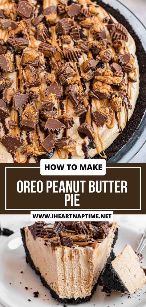 Peanut Butter Mousse Filling, Oreo Peanut Butter Pie, Peanut Butter Desserts Easy, Oreo Peanut Butter, Peanut Butter Dessert Recipes, Mousse Filling, Peanut Butter Oreo, Cookie Base, Peanut Butter Mousse