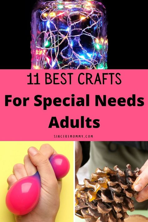 11 best crafts for special needs adults Crafts For Special Needs Adults, Crafts For Special Needs, Developmental Disabilities Activities, Activities For Special Needs, Special Needs Art, Diy Study Table, Arts And Crafts For Adults, Elderly Activities, Sensory Crafts