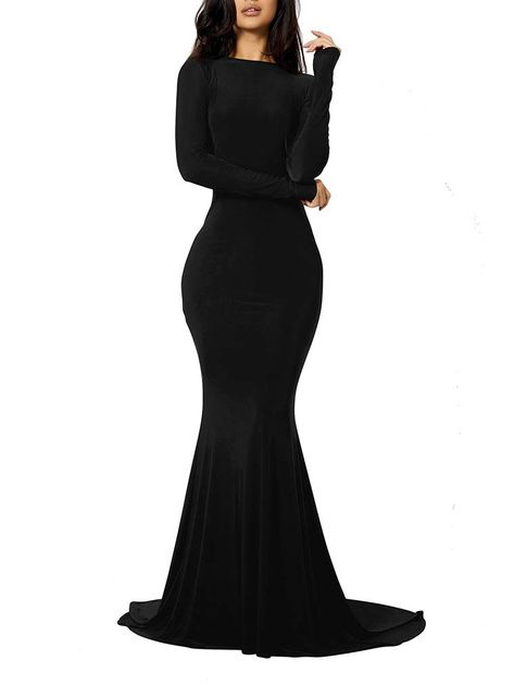 Long Black Formal Dress With Sleeves, Black Long Gown With Sleeves, Long Sleeve Black Dress Long, Mermaid Dresses Long Sleeve, Mermaid Long Sleeve Dress, Black Silk Gowns Evening Dresses, Elegant Long Dresses Dinner, Black Dress Classy Elegant Long Prom, Black Formal Dress Long Classy Sleeve