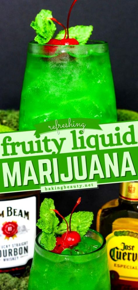 Best Liquor Drinks, Drinks You Cant Taste Alcohol, Green Color Alcohol Drinks, Mixed Party Drinks Alcohol, Green Colored Alcoholic Drinks, Colored Drinks Alcohol, Easy Cheap Alcoholic Drinks, Green Drinks Alcohol Aesthetic, Liquid Majuana Drink