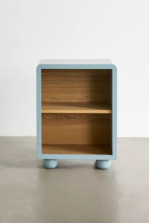 Betty Side Table | Urban Outfitters Bedroom Side Table Ideas, Post Modern Furniture, Small Accent Tables, Painted Side Tables, Wood Centerpieces, Uo Home, Metal Lockers, Side Tables Bedroom, Blue Furniture