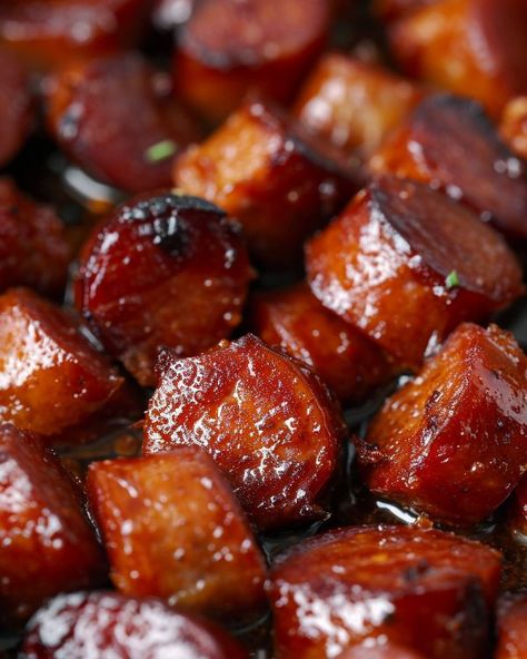 There were just 2 of us, but me and my husband polished off the entire pot! Candied Kielbasa, Fall Menus, Kielbasa Bites, Slow Cooker Candy, Slow Cooker Kielbasa, Smoked Sausage Recipes, Kielbasa Recipes, Me And My Husband, Kielbasa Sausage