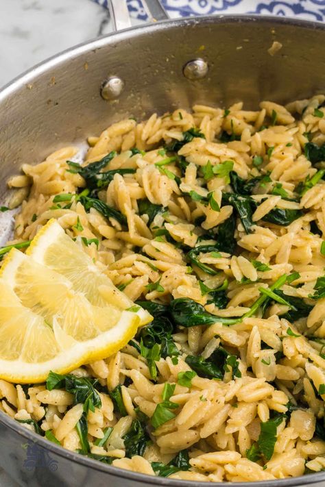 Salmon Spinach Orzo Recipe, Lemon Broccoli Orzo, 0rzo Recipes, Lemon Asparagus Orzo, Shrimp Spinach Orzo Recipe, Pasta Orzo Recipes, Orzo And Spinach Recipes, Orzo Recipes Dairy Free, Orzo Recipes Vegetarian