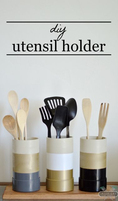 DIY Utensil Holder (this could work for office, desk, vanity, bathroom ... storage too!) Diy Kitchen Utensil Holder, Utensils Holder Diy, Diy Kitchen Utensils, Diy Utensil Holder, Diy Utensils, Kitchen Utensil Rack, Wooden Utensils Set, Utensil Holders, Utensil Caddy