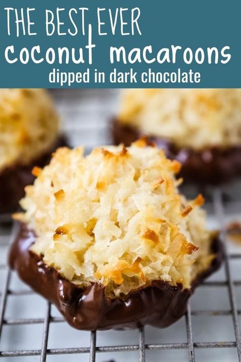 The Best Coconut Macaroons Macaroons Chocolate, Gluten Free Coconut Macaroons, Macaroon Cookies Recipe, Dessert List, Coconut Macaroon Cookies, Drinking Coconut, Chocolate Coconut Macaroons, Coconut Macaroons Easy, Coconut Cookies Recipes