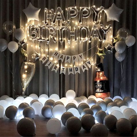 Happy Birthday Letter Balloons, Décoration Baby Shower, Surprise Birthday Decorations, Birthday Party Decorations For Adults, Hen Party Decorations, Decorations Birthday Party, Birthday Decorations At Home, Birthday Party Balloons, Sweet 17