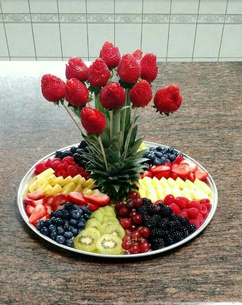 Romantic Fruit Ideas, Engagement Party Fruit Platter, Bridal Shower Fruit Display Ideas, Decorative Vegetable Trays, Fruit Platter Designs Wedding, Elegant Fruit Display, Unique Fruit Display, Fruit Table Display Wedding Buffet Ideas, Fruit Assortment Ideas