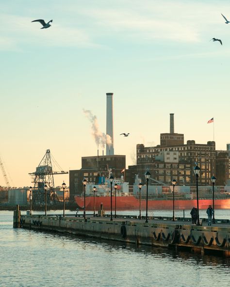 Pier and view of the Domino Sugar Factory, Fells Point, Baltimore, Maryland Baltimore Aesthetic, Fells Point Baltimore, Baltimore Street, Sugar Factory, Baltimore City, Post Grad, Room Stuff, Hotel Motel, Posters Framed