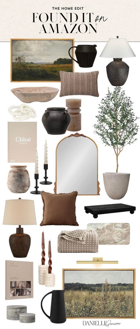 Living Room Decor Modern Organic, Modern Antique Living Room Inspiration, Modern Organic Apartment Living Room, Trendy Living Room Decor 2023, Black And Natural Wood Decor Living Room, Dining Room Decor Farmhouse Modern, Living Room With Side Tables, Home Decor Greenery, Neutral Organic Home Decor