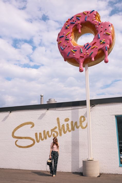 Signage Design Ideas, Toronto Summer, Cute Places, Donut Signs, Donut Store, Doughnut Shop, Burlington Ontario, Coffee And Donuts, Dessert Shop