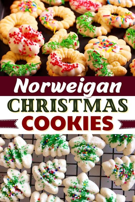 Swedish Christmas Cookies Traditional, Dutch Cookies Christmas, Scandinavian Cookies Christmas, Krumkake Recipe Norwegian Christmas, Norwegian Christmas Desserts, Swedish Spritz Cookies, Scandinavian Cookies Recipes, Scandinavian Baking Recipes, Norwegian Butter Cookies