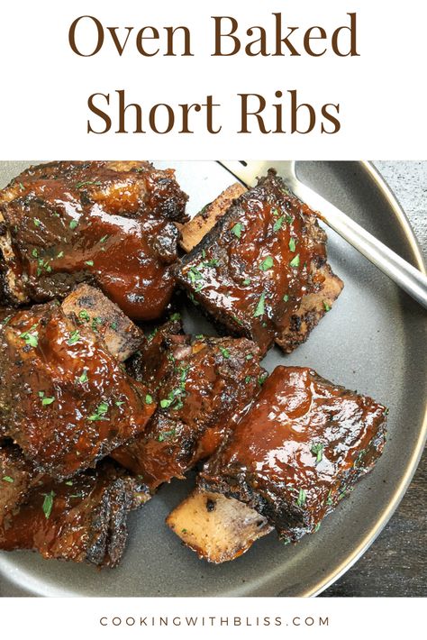 Baked Short Ribs seasoned with a flavorful Cajun spice blend. They're baked until fork-tender and simply delicious. #ribsinoven #ribs #beef | cookingwithbliss.com Roasted Short Ribs Oven, Cajun Short Ribs, Oven Baked Short Ribs, Baked Short Ribs, Short Ribs Recipe Oven, Beef Short Ribs Oven, Beef Ribs In The Oven, Short Ribs In Oven, Oven Baked Beef Ribs