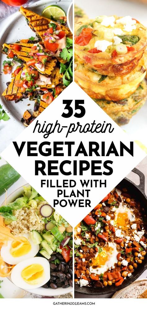 High-Protein Vegetarian Recipes Protein Vegetarian Recipes, High Protein Vegetarian, Vegetarian High Protein, Protein Vegetarian, High Protein Vegetarian Recipes, Healthy Vegetarian Dinner, Vegetarian Meal Prep, Veggie Dinner, Vegetarian Lunch