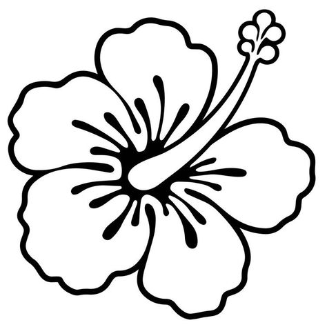 Hibiscus Flower Outline Drawing, Hawaiian Flower Outline, Tropical Flower Clipart, Hibiscus Flower Black And White, Hibiscus Flower Line Drawing, Drawn Hibiscus Flower, Hibiscus Flower Line Art, Hawaiian Flower Svg, Hibiscus Outline Drawing