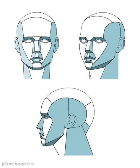 Jeff Searle: Planes of the head Face Planes Drawing, Facial Planes Drawing, Planes Of Head, Head Planes Drawing, Face Planes Art Reference, Planes Anatomy, Planes Of Face, Facial Planes, Planes Of The Head