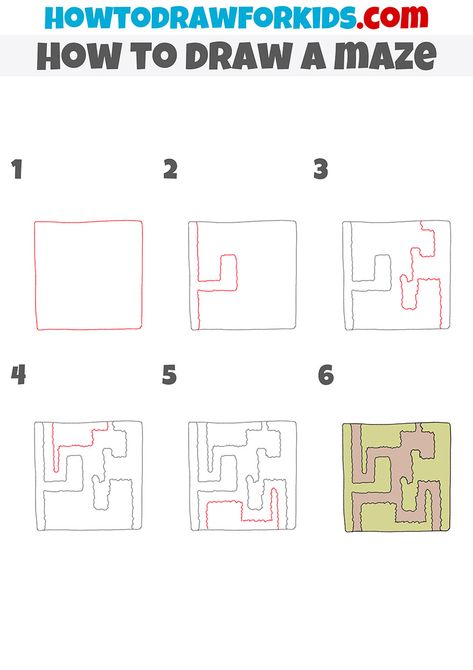 how to draw a maze step by step